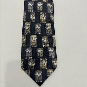 Geoffrey Beene Foulard Black and Gray Abstract Depiction of a Flower Tie